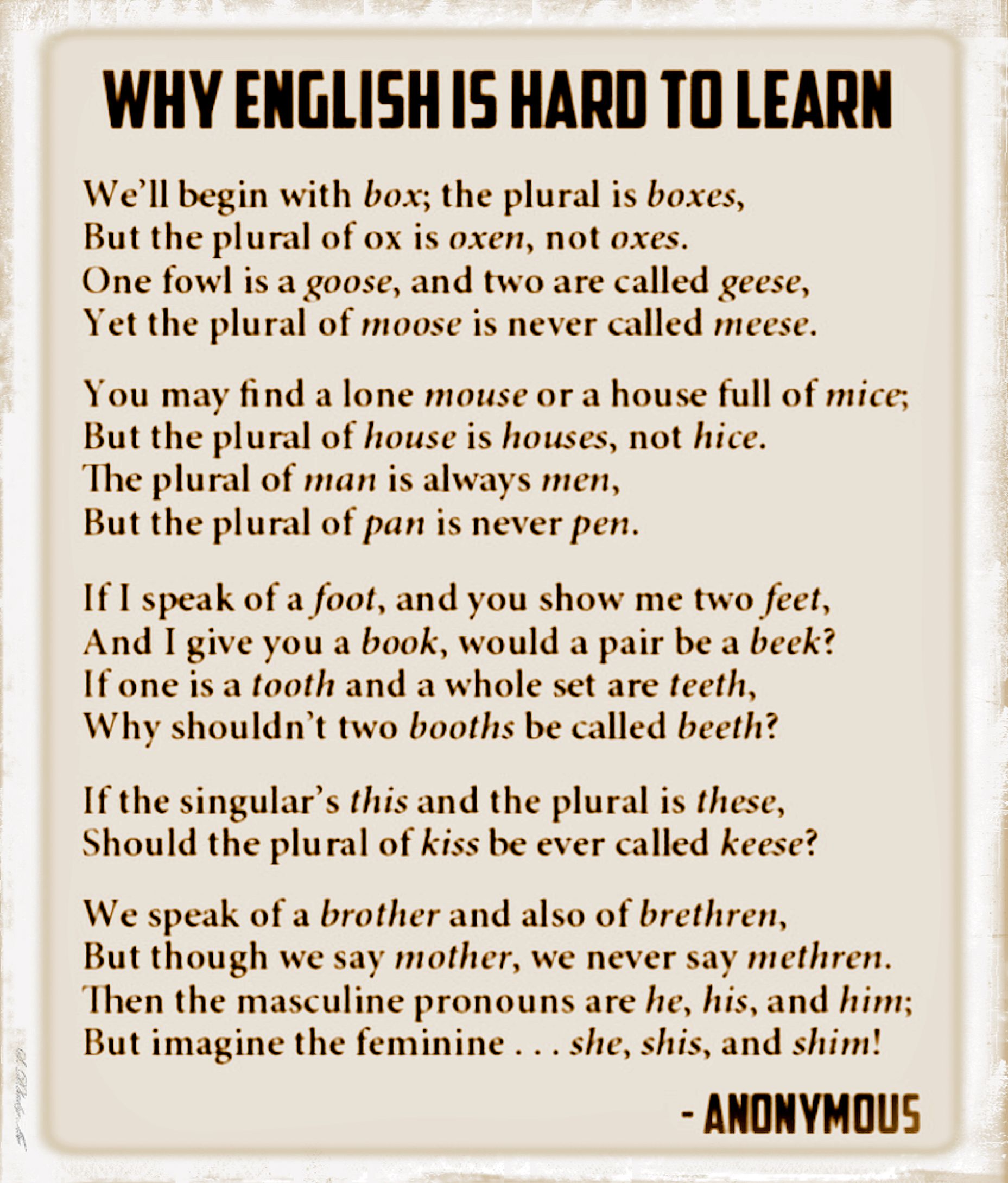 Questions about the English Language