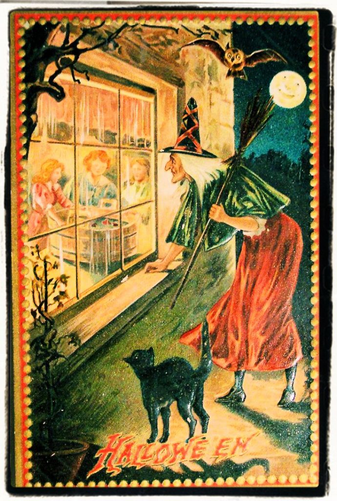 Halloween Special Vintage Witch with her cat