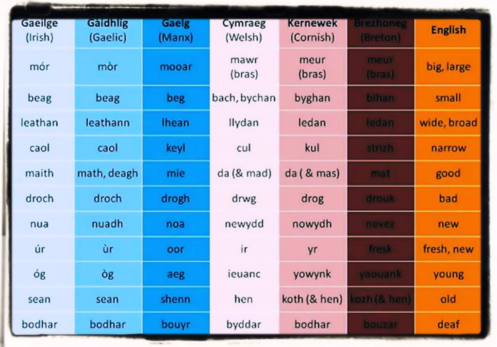 Celtic language words examples